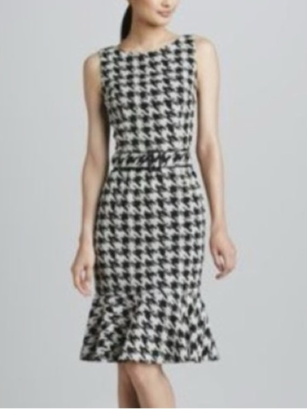 David Meister Black and White Houndstooth Midi Dress Sz 6 - Picture 5 of 5